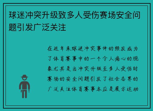 球迷冲突升级致多人受伤赛场安全问题引发广泛关注 球迷冲突升级致多人受伤赛场安全问题引发广泛关注